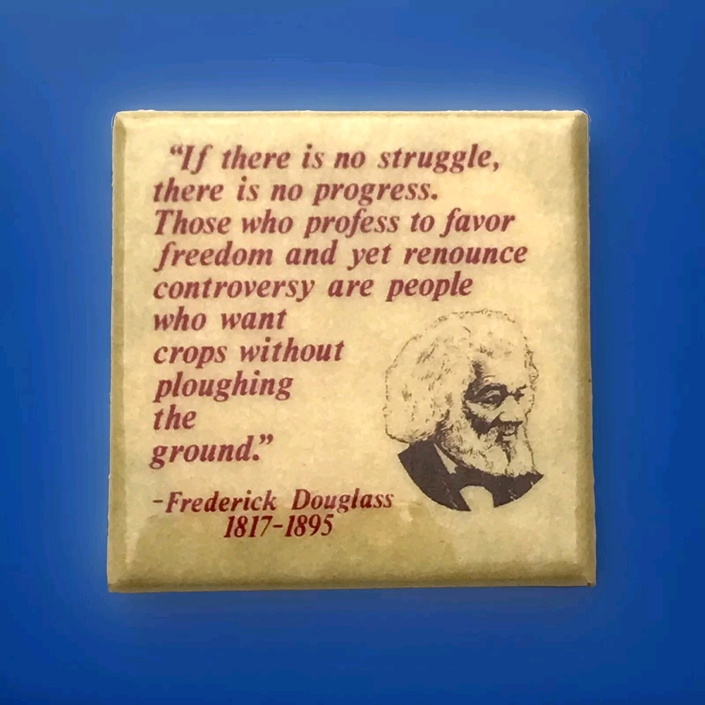 Frederick Douglass Off White Beige Historical Quote Donnelly Colt Buttons Pin